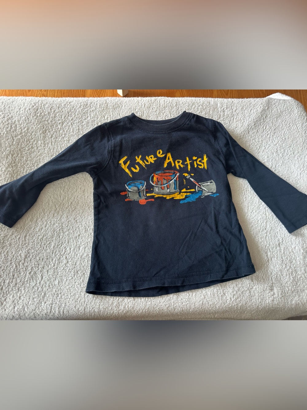 GAP Navy Long Sleeve Tee with 'Future Artist' Paint Graphic